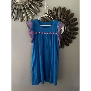 Lilly Pulitzer Pom Pom Eyelet Flutter Sleeve Cotton Shift Spring Dress Medium